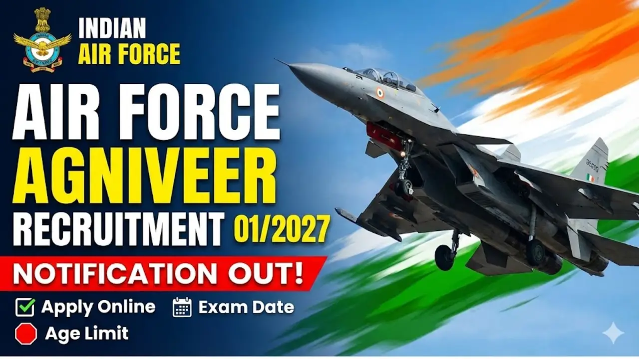 Air Force Agniveer Recruitment 01/2027: Notification Out! Apply Online, Exam Date & Age Limit banner - Diploma Jobs 2026 Apply Online