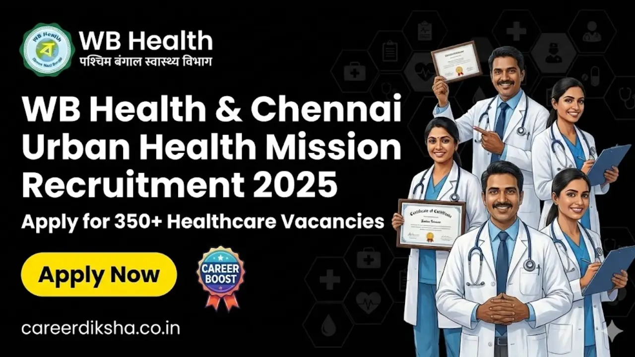 New government jobs 2025 online apply - WB Health & Chennai City Urban Health Mission Recruitment 2025: Apply for 350+ Vacancies