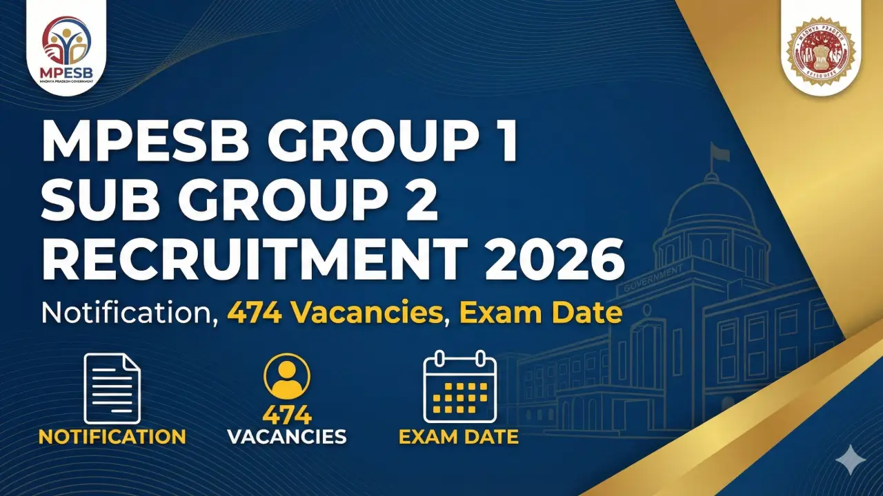 New government jobs 2025 online apply - MPESB Group 1 Sub Group 2 Recruitment 2026: Notification, 474 Vacancies, Exam Date