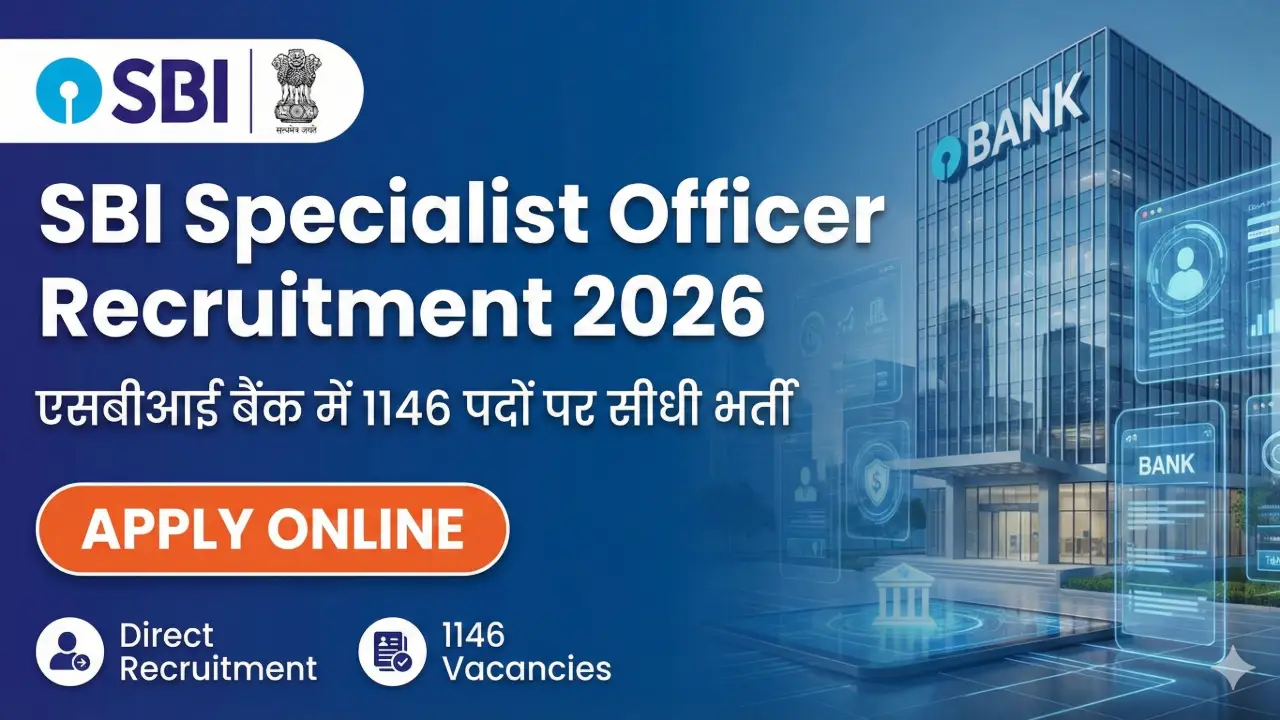 New government jobs 2025 online apply - SBI Specialist Officer Recruitment 2026: एसबीआई बैंक में 1146 पदों पर सीधी भर्ती