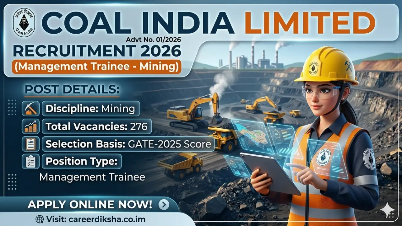 Coal India MT Mining Recruitment 2026: Apply for 276 Posts via GATE 2025 banner