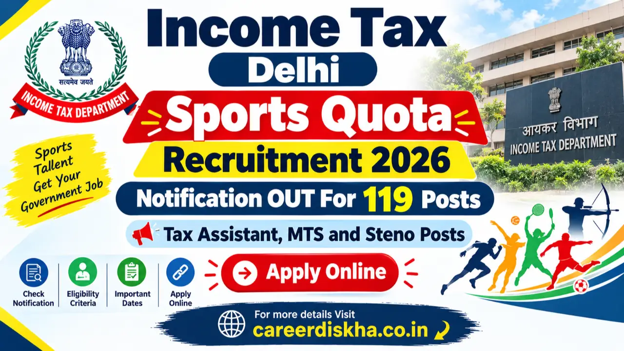 Income Tax Delhi Sports Quota Recruitment 2026: Apply Online for 119 Tax Assistant, MTS, Steno Posts banner