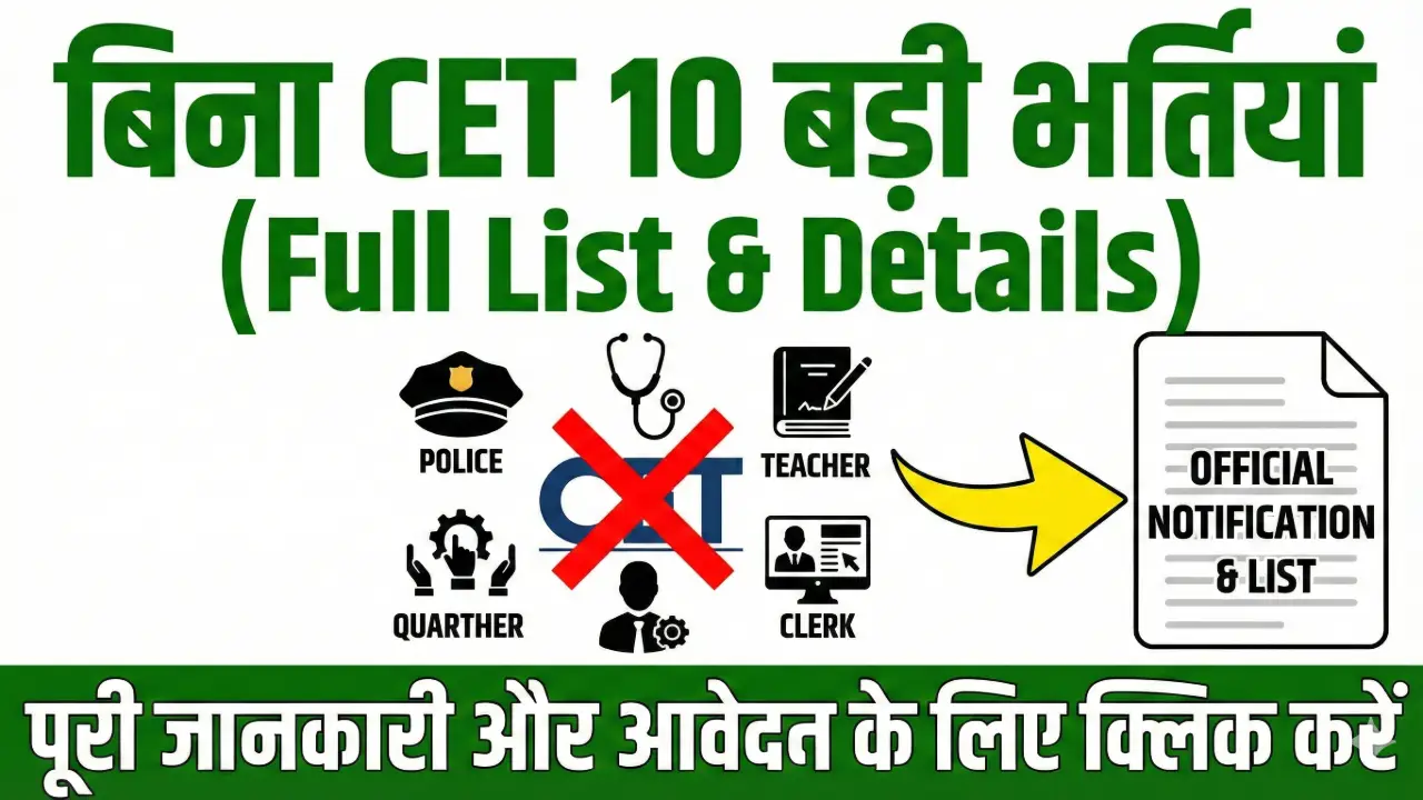 Rajasthan Govt Jobs Without CET 2026: राजस्थान में बिना CET की 10 बड़ी भर्तियां (Full List & Details) banner - 10th Pass Government Jobs 2026