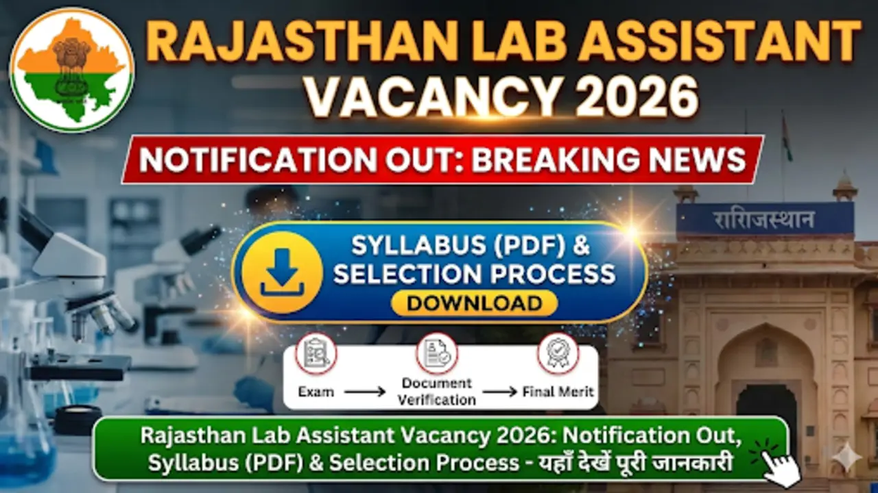 New government jobs 2025 online apply - Rajasthan Lab Assistant Vacancy 2026: Syllabus (PDF), Exam Pattern & Notification