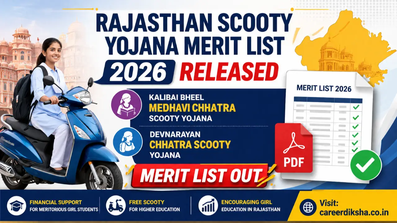 Rajasthan Scooty Yojana Merit List 2026 Out, Kalibai Bheel & Devnarayan Revised Merit List PDF banner