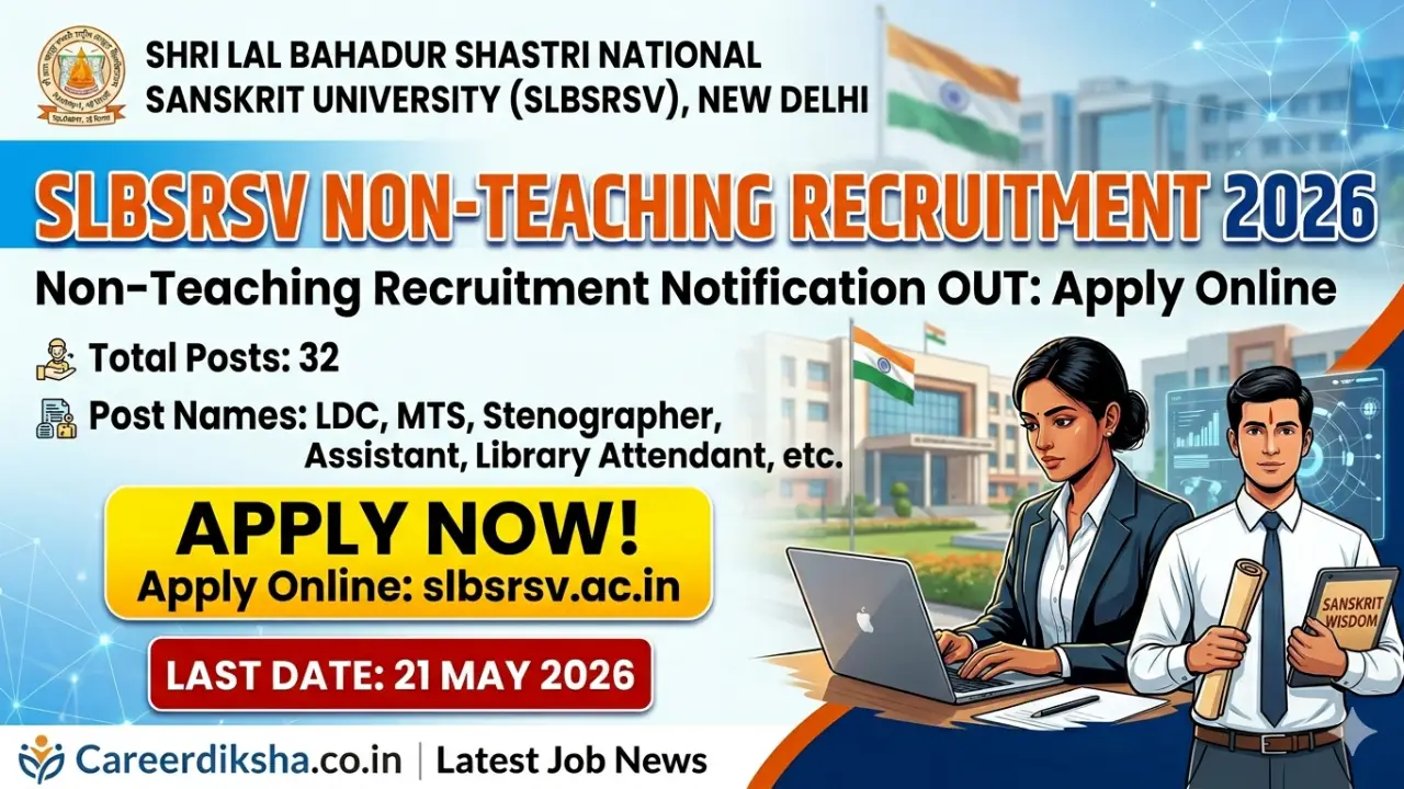 SLBSRSV Non-Teaching Recruitment 2026: Apply Online for 32 LDC, MTS & Other Posts, Notification Out banner