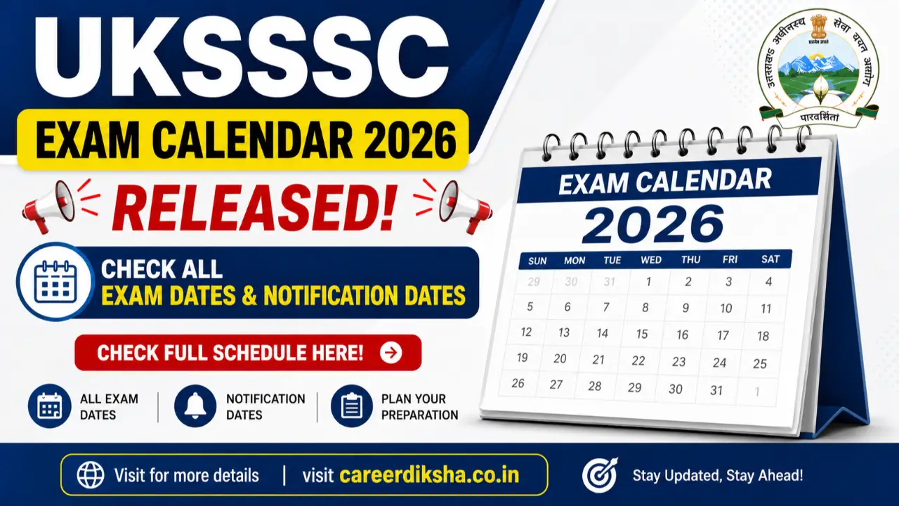 UKSSSC Exam Calendar 2026: परीक्षा तिथि नोटिफिकेशन डेट भर्ती शेड्यूल सभी परीक्षाओं की पूरी जानकारी banner