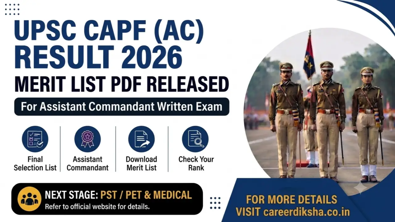 UPSC CAPF AC Result 2026 Out: Assistant Commandant Written Result Released, Merit List PDF Download banner
