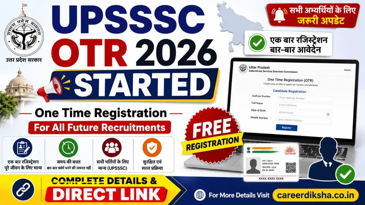UPSSSC OTR (One Time Registration) 2026 Starts For All Recruitments; Direct Link & Complete Details banner