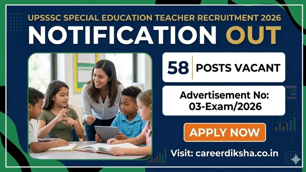 UPSSSC Special Education Teacher Recruitment 2026: 58 पदों के लिए नोटिफिकेशन जारी Advt 03-Exam/2026 banner